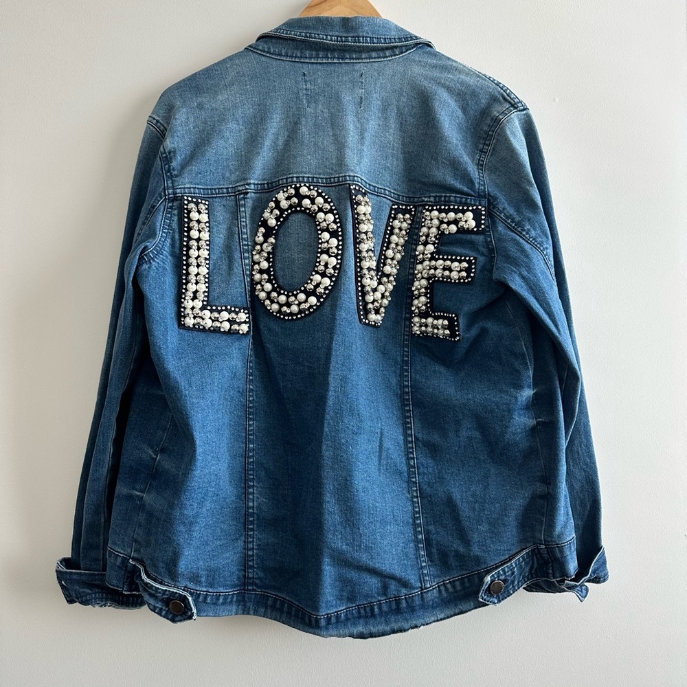 NWT $149 Oversized Jeweled Jean Jacket